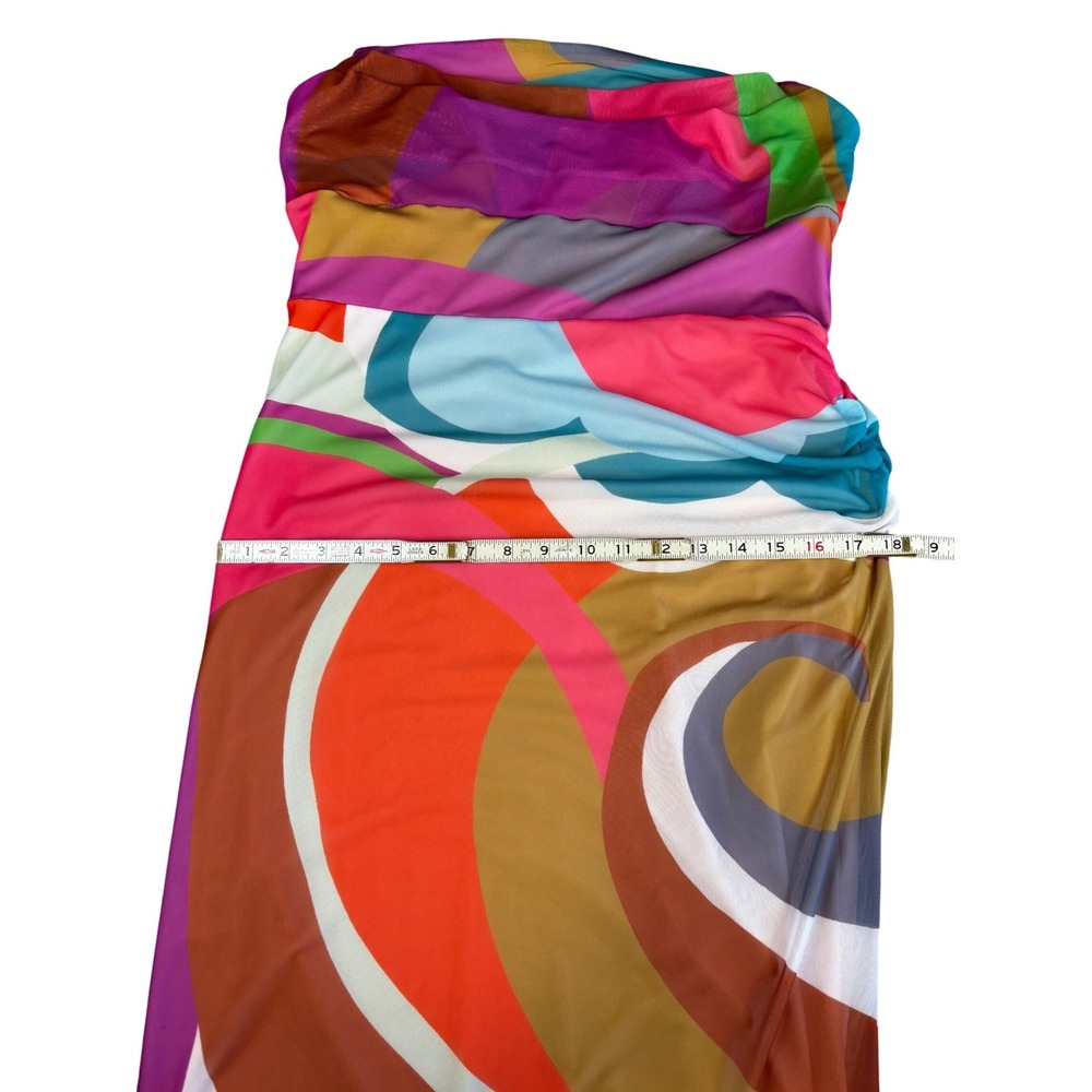 Anthropologie Multi Color Abstract Swirl Halter Midi Dress Womens Medium - Picture 7 of 9